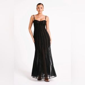 NWT: Meshki Jacinta Black Midi Dress